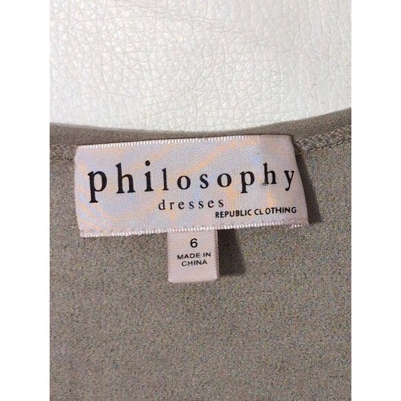 Philosophy Faux Suede Sheath Dress Womens 6 Tan Sleeveless Stretch Night Out - Picture 4 of 8